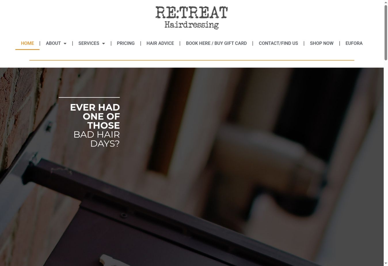 Retreat Hairdressing website and salon imagery